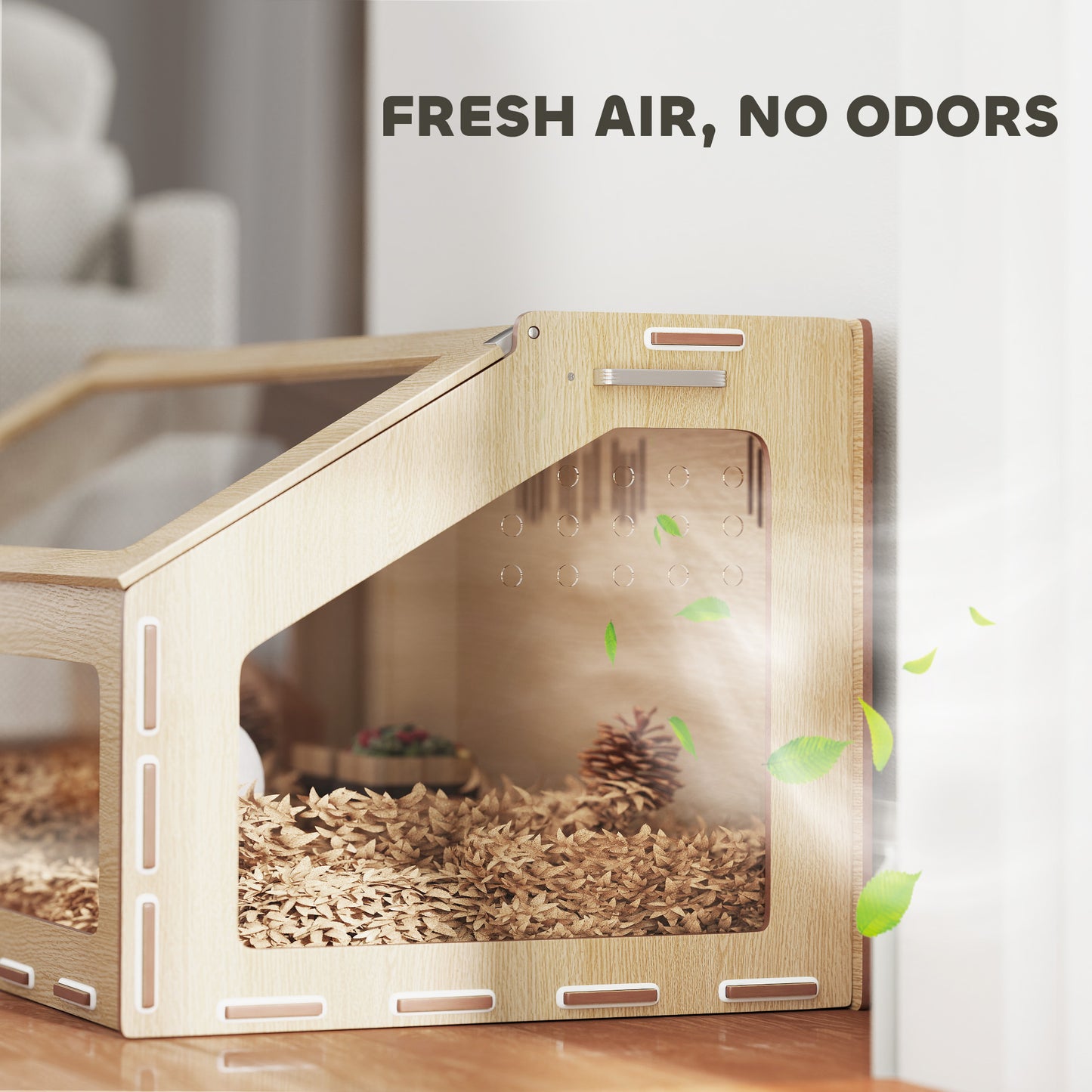 39'' Hamster Cage Habitat – Wooden Small Pet Enclosure with Acrylic Window