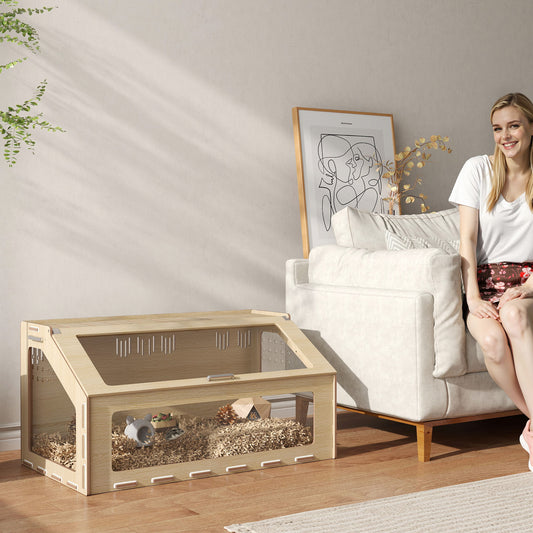 39'' Hamster Cage Habitat – Wooden Small Pet Enclosure with Acrylic Window