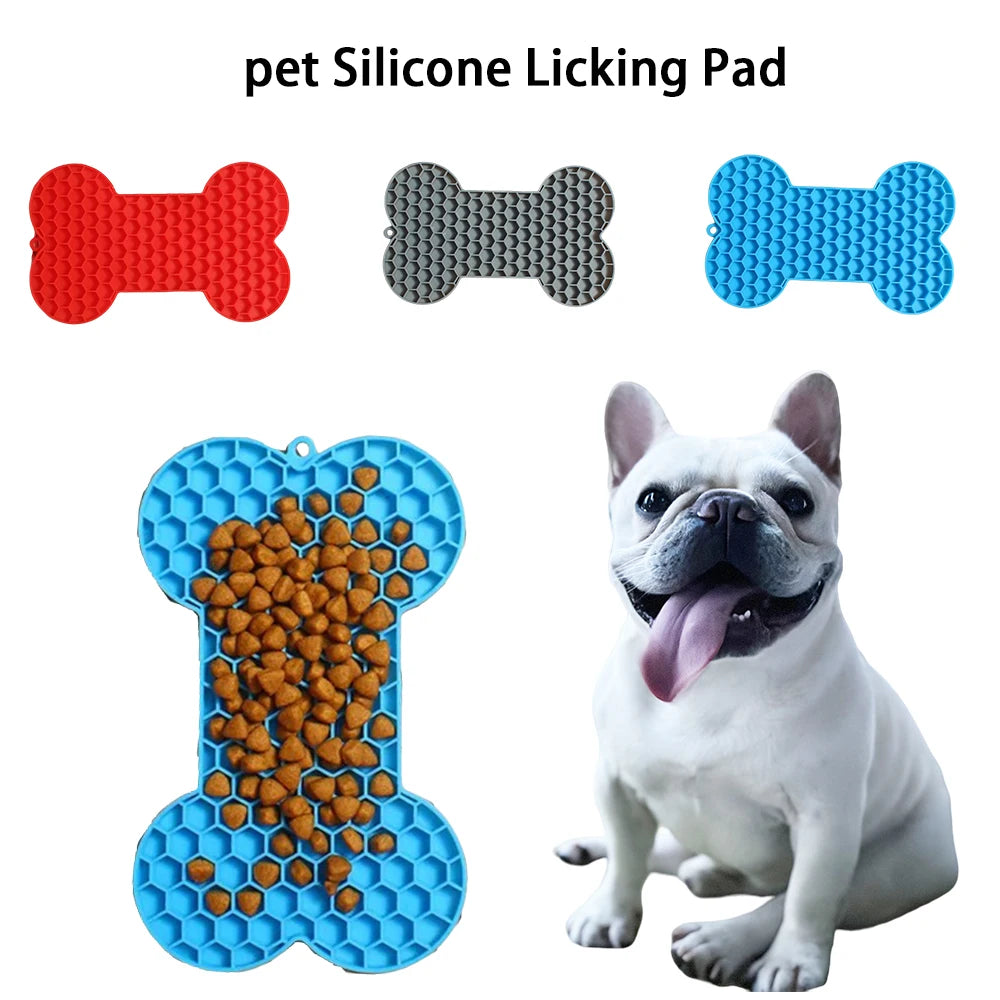 Bone-Shaped Dog Lick Mat – Silicone Slow Feeder with Suction Base
