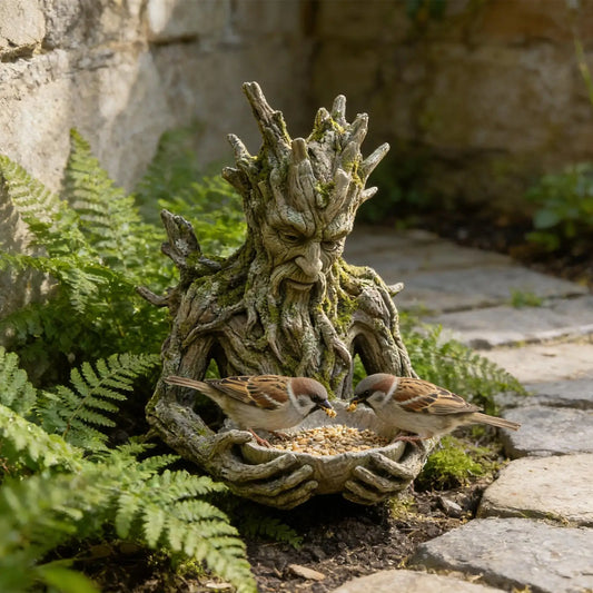 Outdoor Bird Feeder Funny Bigfoot Sculpture All-Weather Resin Feeding Station for Robins Sparrows Budgies Garden Balcony