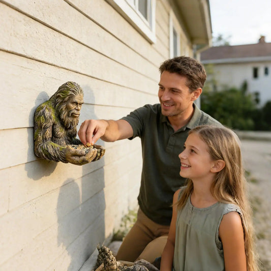 Bigfoot Bird Feeder Funny Garden Sculpture Outdoor Wall Bird Feeding Station Resin Decor