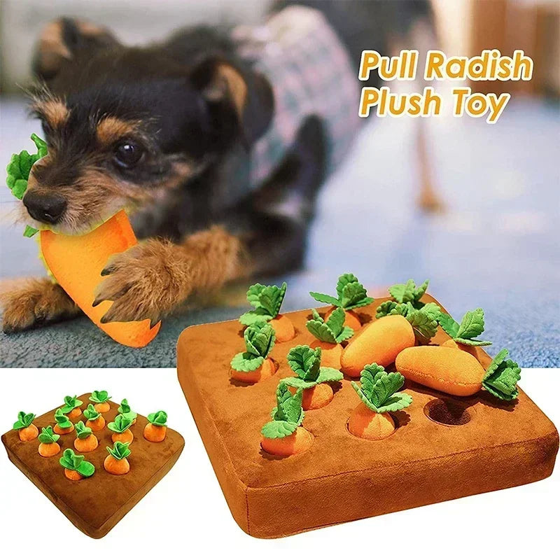 Carrot Snuffle Mat Interactive Dog Toy – Plush Vegetable Puzzle for Treat Hiding