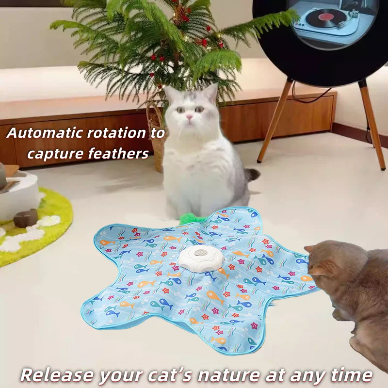 Automatic Cat Turntable Toy – Interactive Electric Teaser Stick for Indoor Cats