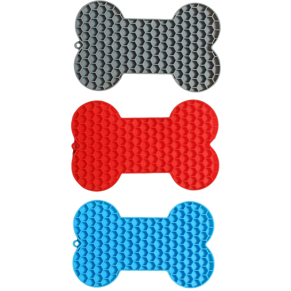 Bone-Shaped Dog Lick Mat – Silicone Slow Feeder with Suction Base