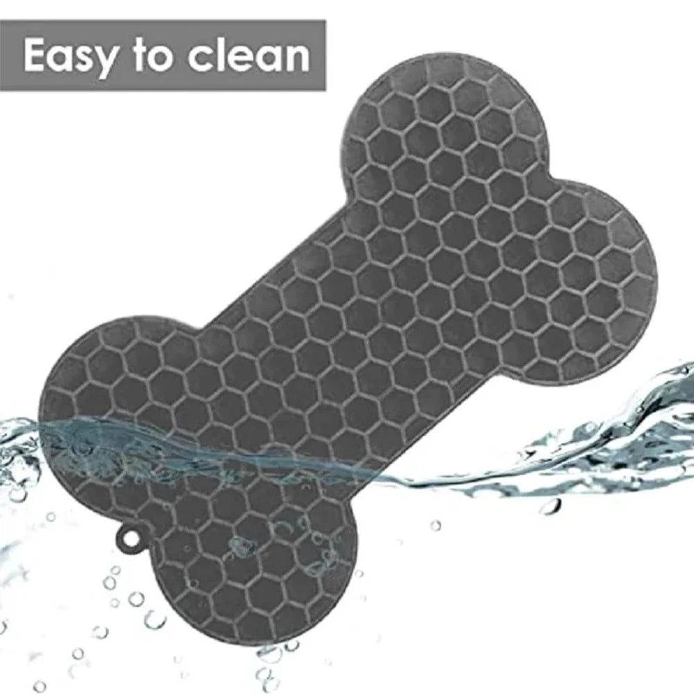 Bone-Shaped Dog Lick Mat – Silicone Slow Feeder with Suction Base