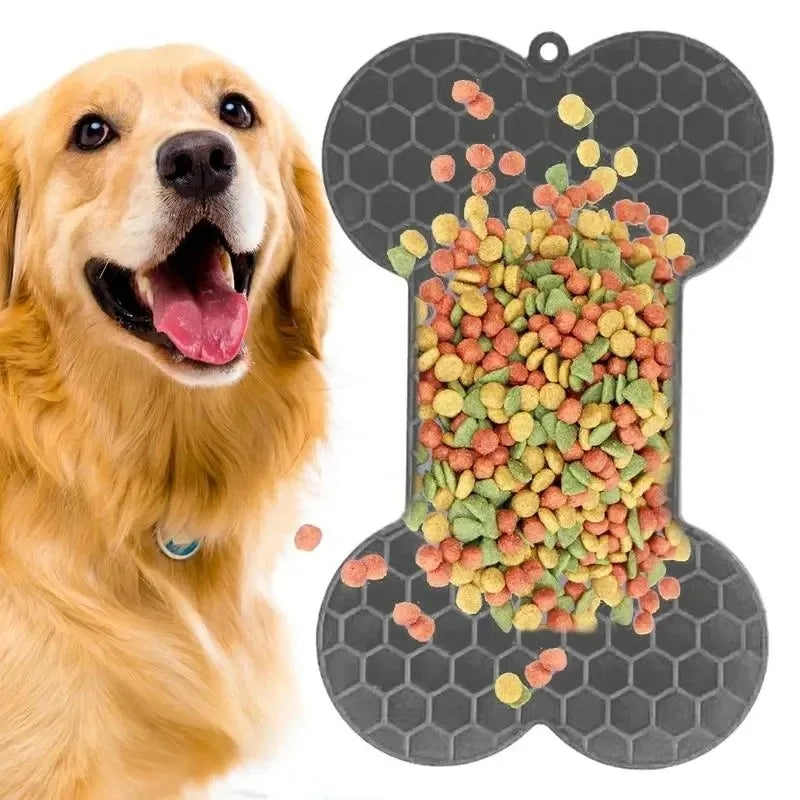 Bone-Shaped Dog Lick Mat – Silicone Slow Feeder with Suction Base