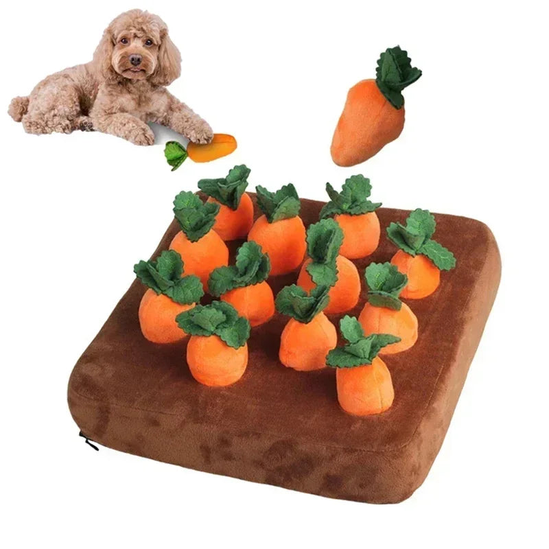 Carrot Snuffle Mat Interactive Dog Toy – Plush Vegetable Puzzle for Treat Hiding