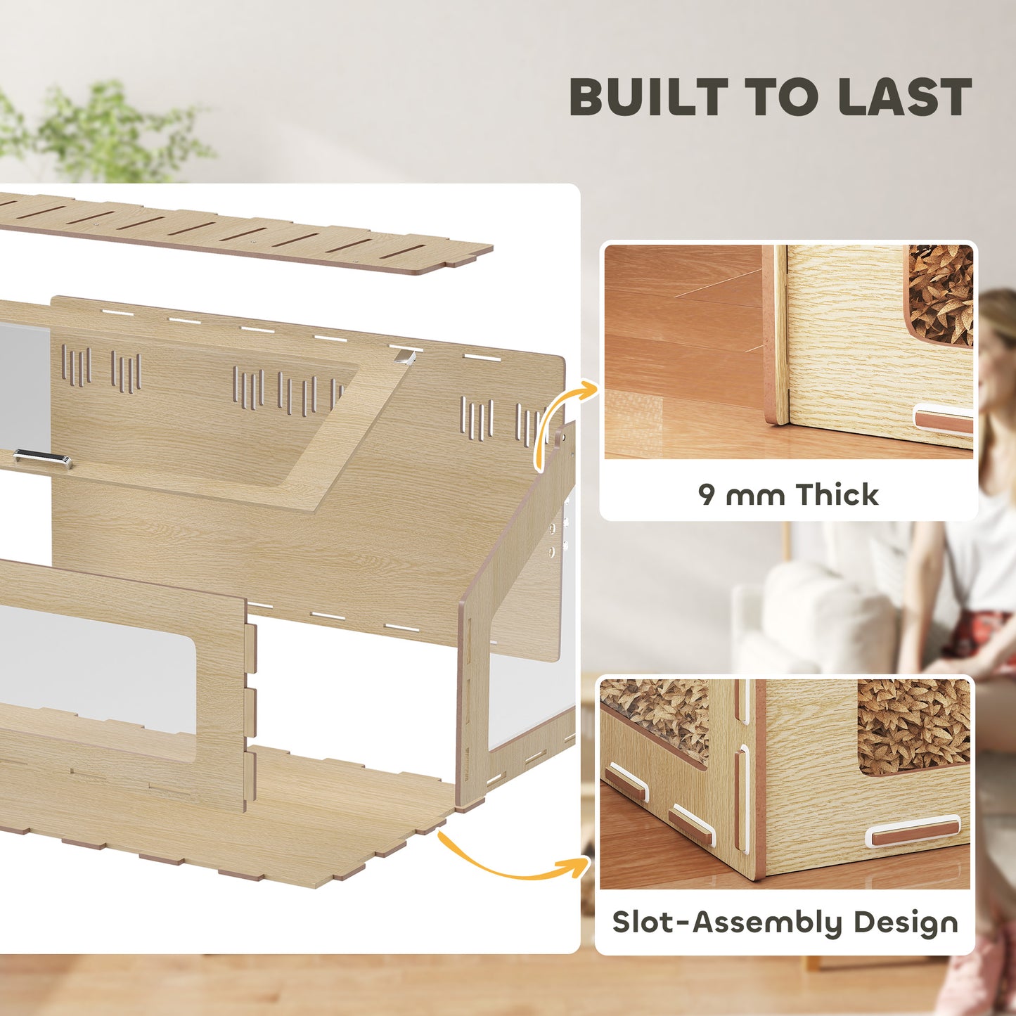 39'' Hamster Cage Habitat – Wooden Small Pet Enclosure with Acrylic Window