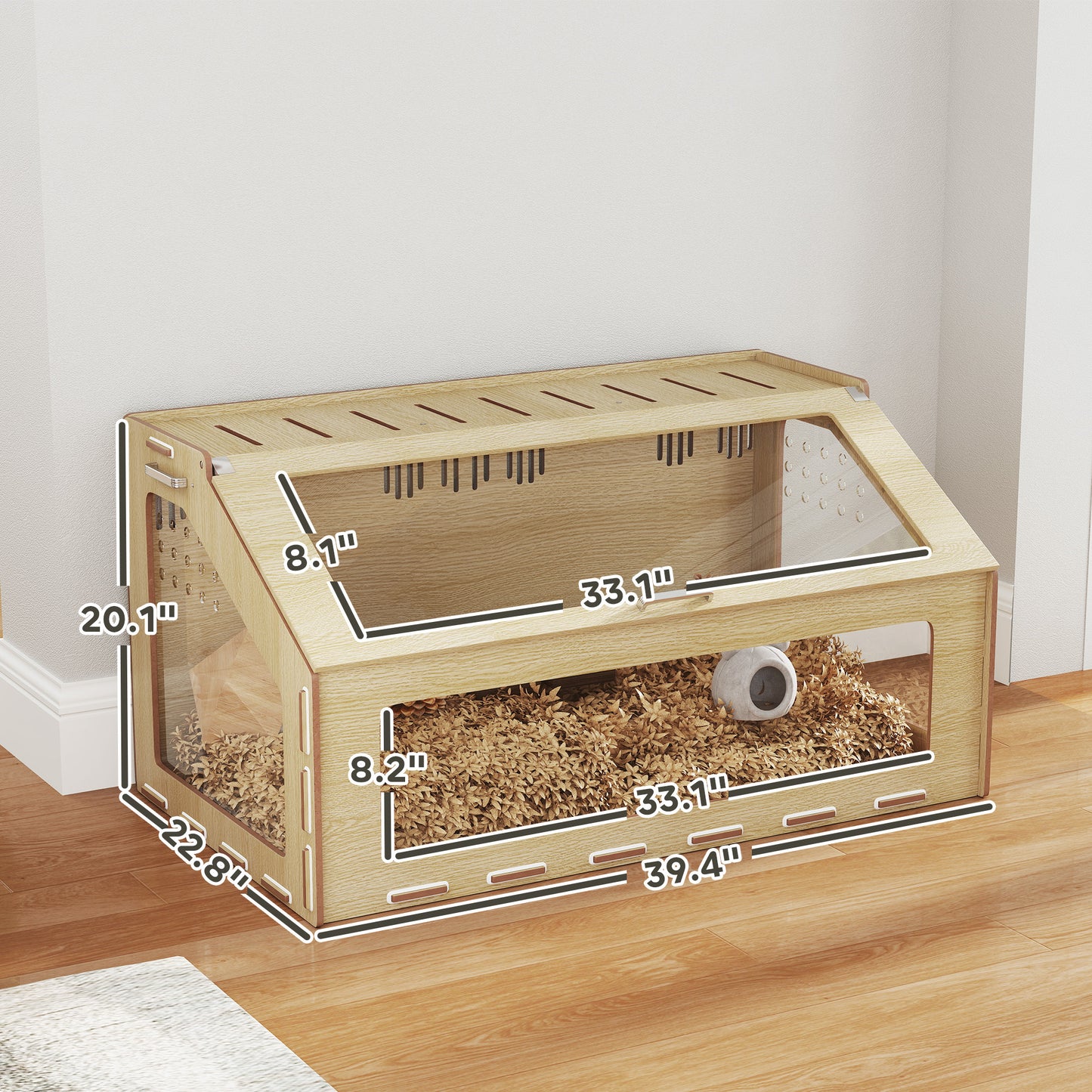 39'' Hamster Cage Habitat – Wooden Small Pet Enclosure with Acrylic Window